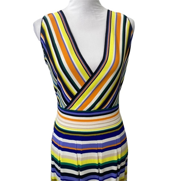 SOLD MILLY Multicolor Knit V-Neck Midi Dress Size Large - Picture 2 of 7